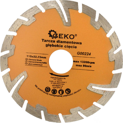 Дијамантска сечачка диск Геко G00224, 115mm, длабоко сечење, сина