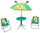 Сет за двор за деца Kids 4PCS Patio Set Bee, 2 преклопни столчиња, соларна чадора, зелено-жолта