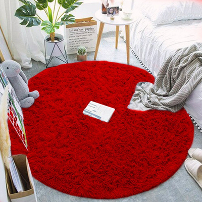 Tapet rrumbullak Strado Shaggy Round, 160 cm, poliestër, i kuq