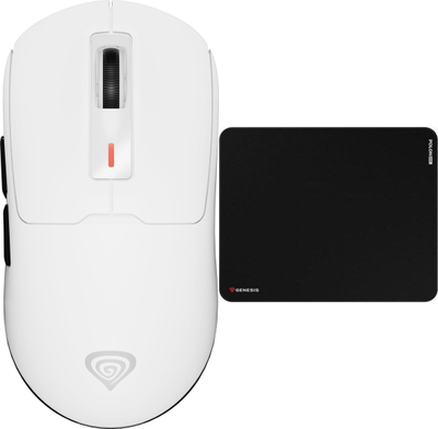 Set maus gaming Genesis Zircon 660 wireless me mousepad Polon 200 L, i bardhë