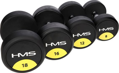 Hantel HMS HG PRO, 35 kg, i veshur me gomë, i zi