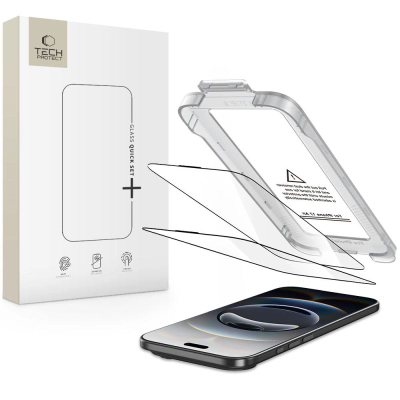 Qelq mbrojtës Tech-Protect Quick Set+ 2-pack, 9H, për iPhone 17 Air, i zi