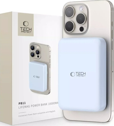 Надворешна батерија Tech-Protect PB11 LifeMag, 10000mAh, MagSafe, сина