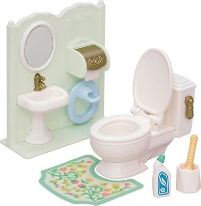 Set lodrash banjo Sylvanian Families Epoch 5740, me tualet, për figurina, shumëngjyrësh