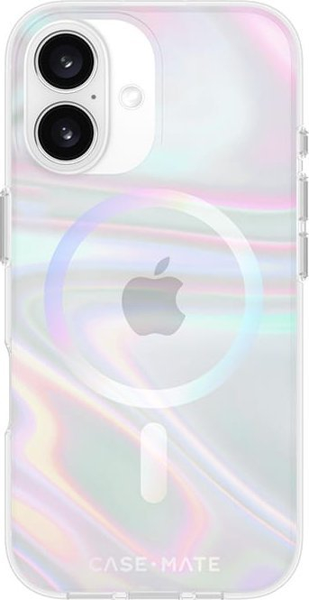 Këllëf telefoni Case-Mate Soap Bubble MagSafe për iPhone 16, mbron nga rëniet deri 3.6m, transparent me shkëlqim shumëngjyrësh
