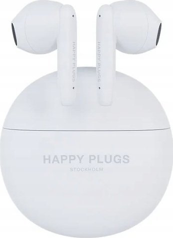 Безжични слушалки Happy Plugs Joy Lite, True Wireless, со кутија за полнење, бели