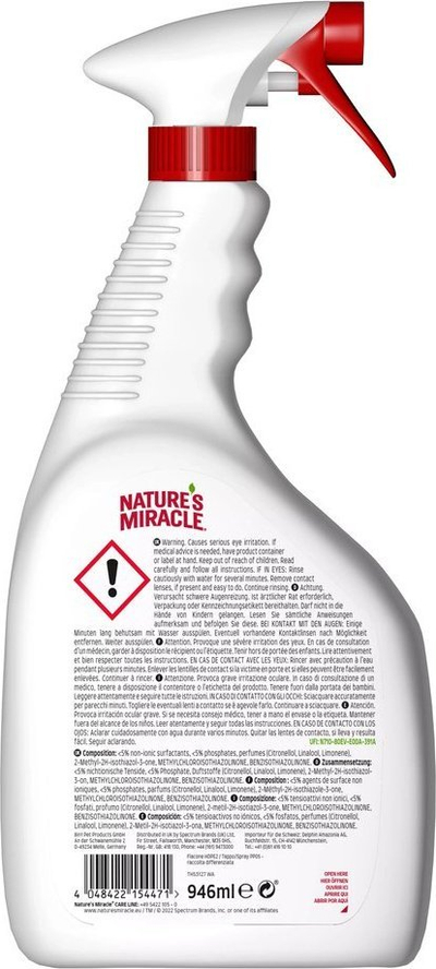 Solucion pastrimi Zolux Natures Miracle Urine Remover, heqës njollash urine, 946ml