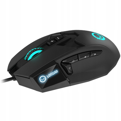 Maus gaming Lorgar Stricter 579, me kabllo, RGB, i zi