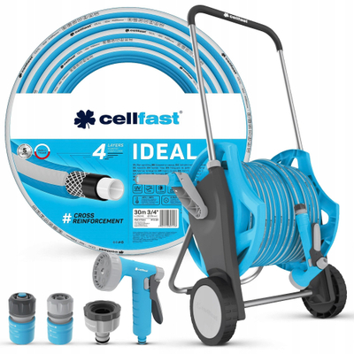 Set karrocë me zorrë kopshti Cellfast Discover Ideal, 30m 3/4", me konektorë Ergo