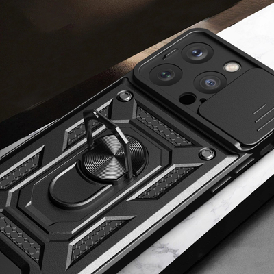 Këllëf i fortë ESR Armor Case për iPhone 15 Pro, me stand, me kapak kamere, blu