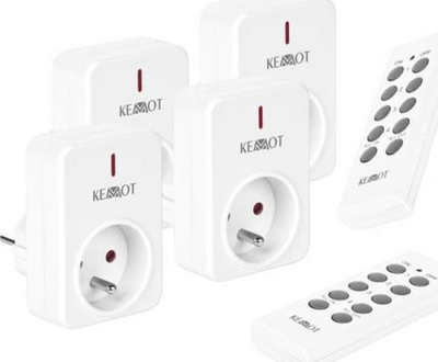 Set priza wireless KEMOT 4+2, me telekomandë, e bardhë