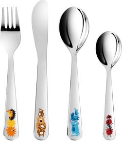 Set takëmesh për fëmijë Tescoma BAMBINI Happy Animals, 4 copë, çelik inox