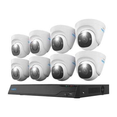 Sistem sigurie Reolink 16 kanale NVR, 4TB, 8 kamera dome 12MP, i bardhë