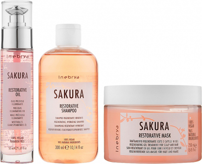 Set për flokë Inebrya Sakura shampoo 300 ml + maskë 250 ml+ serum 50 ml