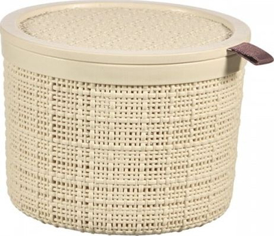 Kuti ruajtjeje Curver Jute Round, 2L, me kapak, bezhë