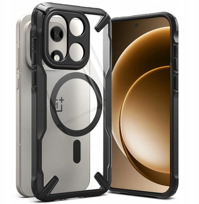Kuti mbrojtëse Ringke Fusion X Magnetic MagSafe OnePlus 15, transparente, e zezë
