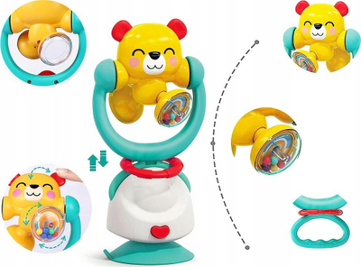 Lodër rrotulluese Hola Toys me vakuum, me zile, arush i verdhë