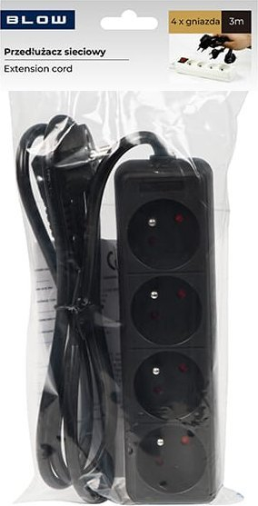 Електричен продолжен кабел Power PR-470P, 4 приклучоци, 3m, со заземјување, црн