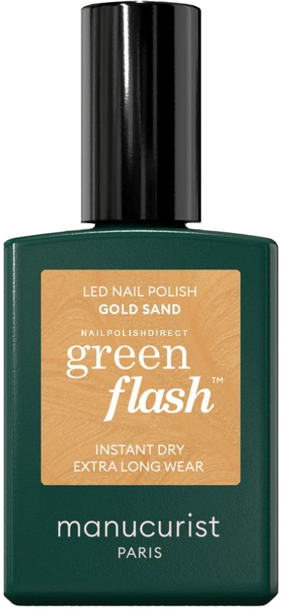 Гел лак за нокти Manucurist Green Flash Gold Sand, ЛЕД, 15 ml, металик златна
