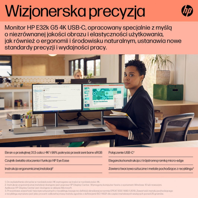 Monitor HP E32k G5 (6N4D6AA#ABB), 31.5", 4K UHD, i zi/argjendtë