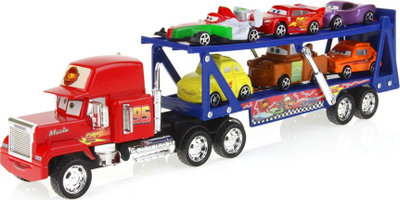 Set lodrash kamion Maniek Cars, 6 makina, friksion, 50cm, i kuq