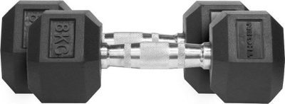 Set hantelash Thorn Fit Hex Rubber, 2x8kg, antirrëshqitës, të zinj