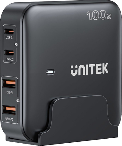 Масаен полнач Unitek GaN 100W, 2x USB A, 2x USB C, бел