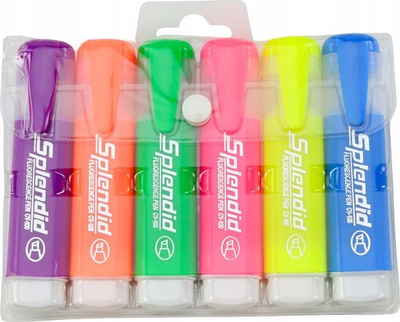 Set markerësh highlighter pastel, 6 copë, shumëngjyrëshe