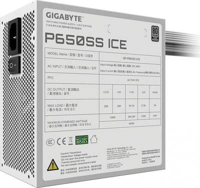 Furnizues energjie Gigabyte GP-P650SS ICE GEU1, 650W, për desktop PC
