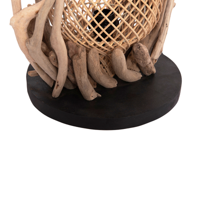 Dritë tavoline dekorative ASHIN HM4438, driftwood dhe ratan, 30x30x49cm, ngjyrë natyrale