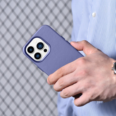 Kuti mbrojtëse ICarer për iPhone 14 Pro Max, lëkurë natyrale, MagSafe, lejla e çelët