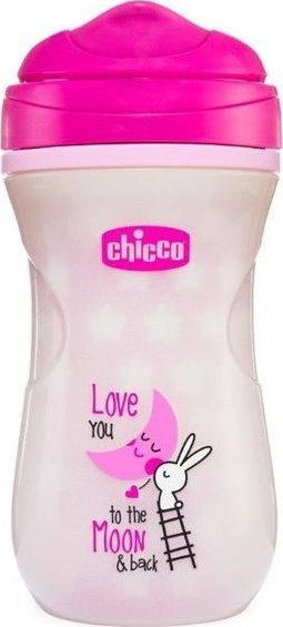Gotë për kalamaj Chicco Luminous Cup, 266ml, 14m+, rozë