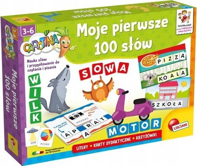 Lojë edukative Lisciani Carotina My First 100 Words, për goca e çuna mbi 3 vjeç, shumëngjyrëshe