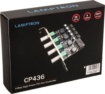 Kontrollues ventilatorësh PC Lamptron CP436, 4 kanale, montim PCI, i zi jeshil