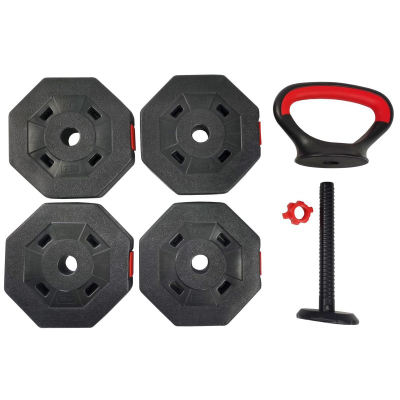 Kettlebell Eb Fit Composite, 10 kg, peshë e rregullueshme, e zezë me të kuqe