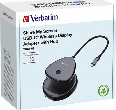 Adapter wireless për ekran Verbatim Share My Screen, USB C, 4K, i zi
