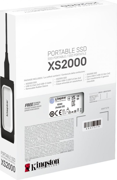 SSD Kingston XS2000, 1 TB, e argjendtë/zezë