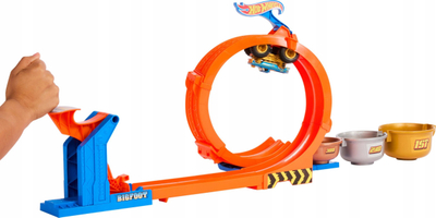Set lojrash Hot Wheels Monster Trucks Loop and Flip Trophy Challenge me kamion Bigfoot 1:64, metalik, shumëngjyrësh