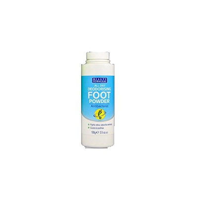 Pluhur deodorant për këmbë Beauty Formulas, antibakterial, 100g, i bardhë