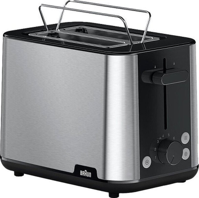 Toaster Braun PurShine HT1510BK, 2 feta, 8 nivele pjekje, inox i zi