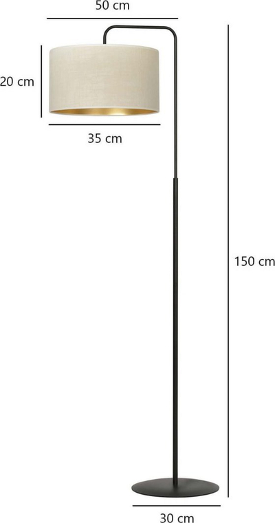 Lampadar Emibig Hilde LP1, E27 60W, strukturë metalike, i zi me abazhur të bardhë