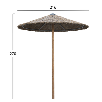 Çadër plazhi STRAW UMBRELLA HM5896, 220cm, kashte, natyrale