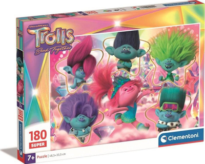 Puzzle Clementoni Trolls Band Together, 180 copa, 48.5 x 33.5 cm, shumëngjyrësh
