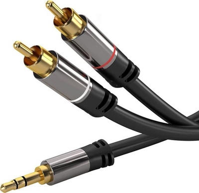 Kabllo audio PremiumCord Jack 3.5mm në RCA x2, 3m, e zezë