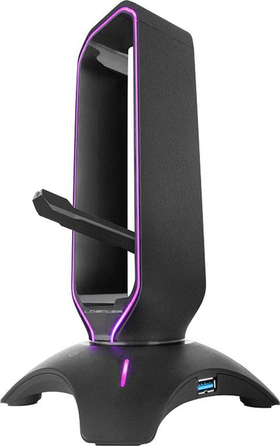 Mbajtëse kufjesh LC-Power LC-HUB-HEAD-BUNGEE, me mouse bungee, RGB, e zezë