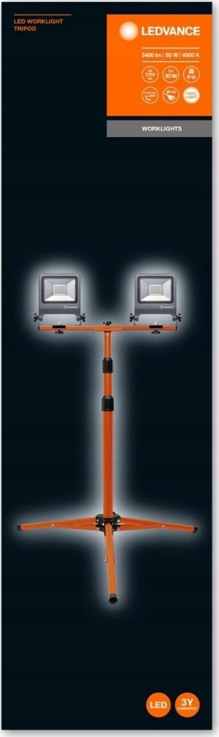 Prozhektor pune LED Ledvance Worklight Tripod, 60W, 5400 lm, portokalli