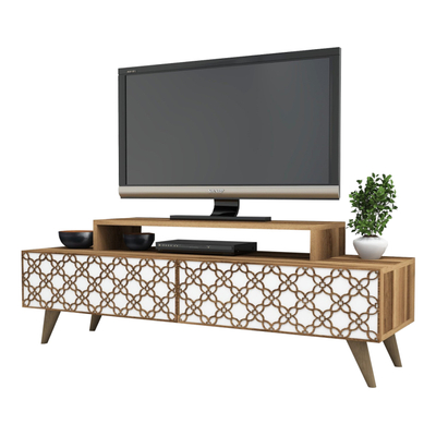 Komodë TV Hommy Craft City, 140x48.8x41.8cm, dru arrë, e bardhë