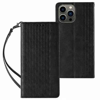 Mbulesë telefoni Magnet Strap Case për iPhone 13 Pro Max, me portofol, me rrip dore, kafe