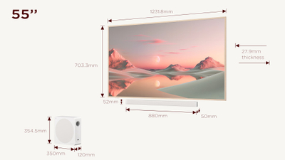 Set TV TCL 55A300PRO QLED Pro, 55", 4K UHD, soundbar 3.1.2 me subwoofer, ngjyrë e artë
