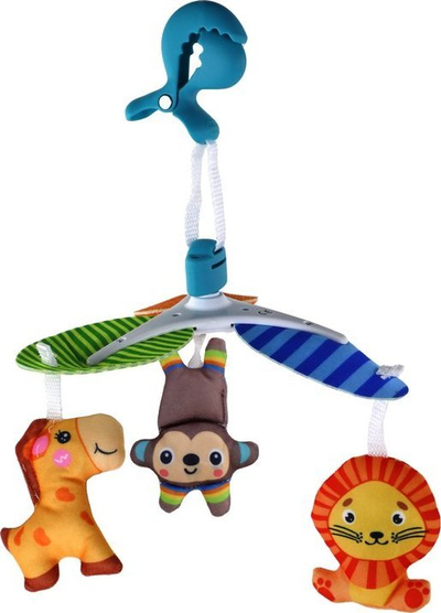 Karusel për krevat Leantoys Animals, lodra pelushi, shumëngjyrësh